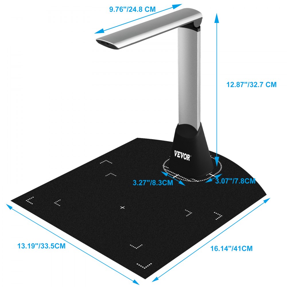 VEVOR Buchscanner & Dokumentenscanner max. A4 Größe Kamera faltbar Höhe Einstellbar, Auflösung 2592x1944 Tragbare High Definition Dokumentenscanner OCR-Funktionen Scanner USB PDF Schule Büro Hause
