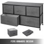 VEVOR Aufbewahrungsbox mit 5 tiefen Stoff-Schubladen aus Metall + MDF + Vlies, 97 x 30 x 53 cm, Aufbewahrungsschrank für Kleiderschränke für Wohnungen, Schlafsäle und Eingangsbereiche, Dunkelgrau