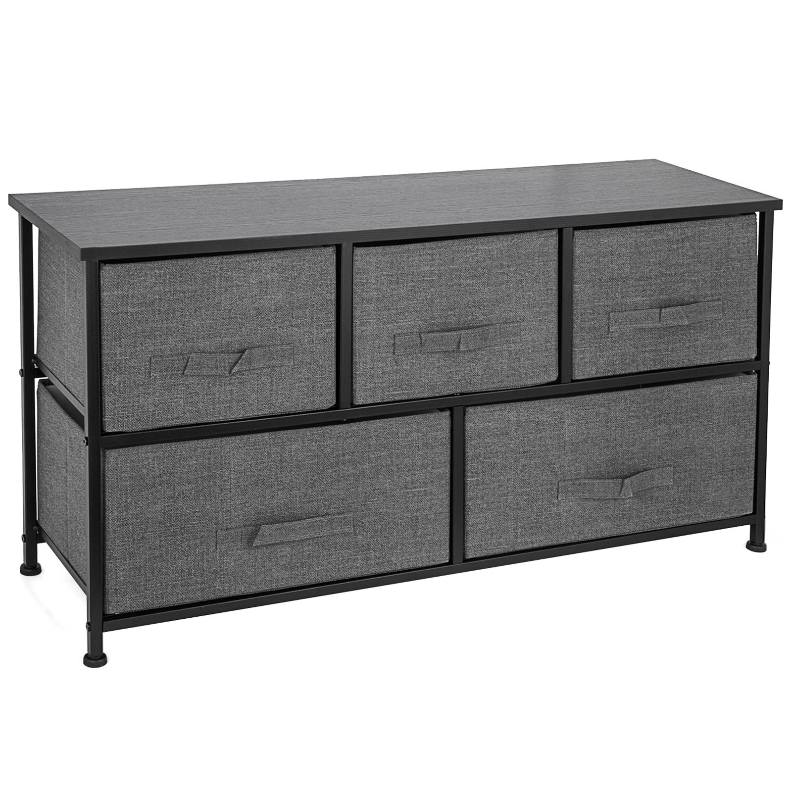 VEVOR Aufbewahrungsbox mit 5 tiefen Stoff-Schubladen aus Metall + MDF + Vlies, 97 x 30 x 53 cm, Aufbewahrungsschrank für Kleiderschränke für Wohnungen, Schlafsäle und Eingangsbereiche, Dunkelgrau