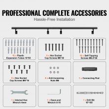 VEVOR Handlauf Aluminiumlegierung Pflegeleicht Treppengeländer 3657,6mm Geländer Treppe 199,6kg Tragfähigkeit 994-900-994mm Abstand zwischen den Säulen Brüstung Balkongeländer