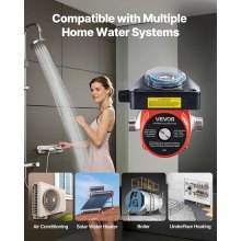 VEVOR Umwälzpumpe mit Timer, 38 LPM Umwälzpumpensystem mit sofortiger Zirkulation, 100 W AC 220–240 V, Heizungspumpe G3/4 Zoll auf G1/2 Zoll Anschluss, für Boiler, Warmwasserbereitung