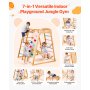 VEVOR Indoor Spielplatz Klettergerüst (7 in 1) aus Holz, 113 kg belastbares Montessori-Kletterspielzeug-Set mit Schaukel/Klettergerüst/Rutsche/Holzleiter/Strickleiter/Kletternetz/Fels