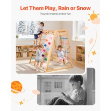 VEVOR Indoor Spielplatz Klettergerüst (7 in 1) aus Holz, 113 kg belastbares Montessori-Kletterspielzeug-Set mit Schaukel/Klettergerüst/Rutsche/Holzleiter/Strickleiter/Kletternetz/Fels