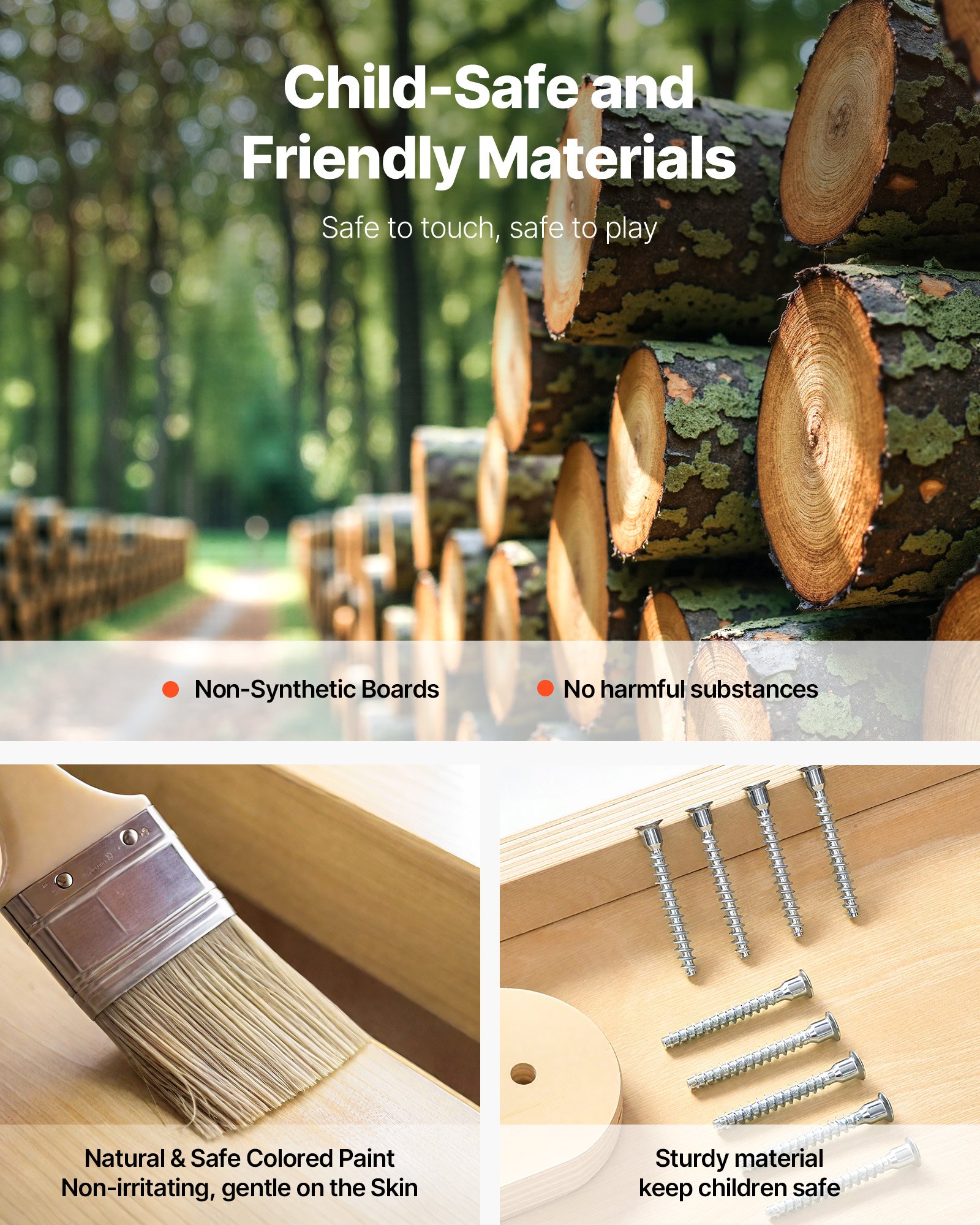 VEVOR Indoor Spielplatz Klettergerüst (7 in 1) aus Holz, 113 kg belastbares Montessori-Kletterspielzeug-Set mit Schaukel/Klettergerüst/Rutsche/Holzleiter/Strickleiter/Kletternetz/Fels