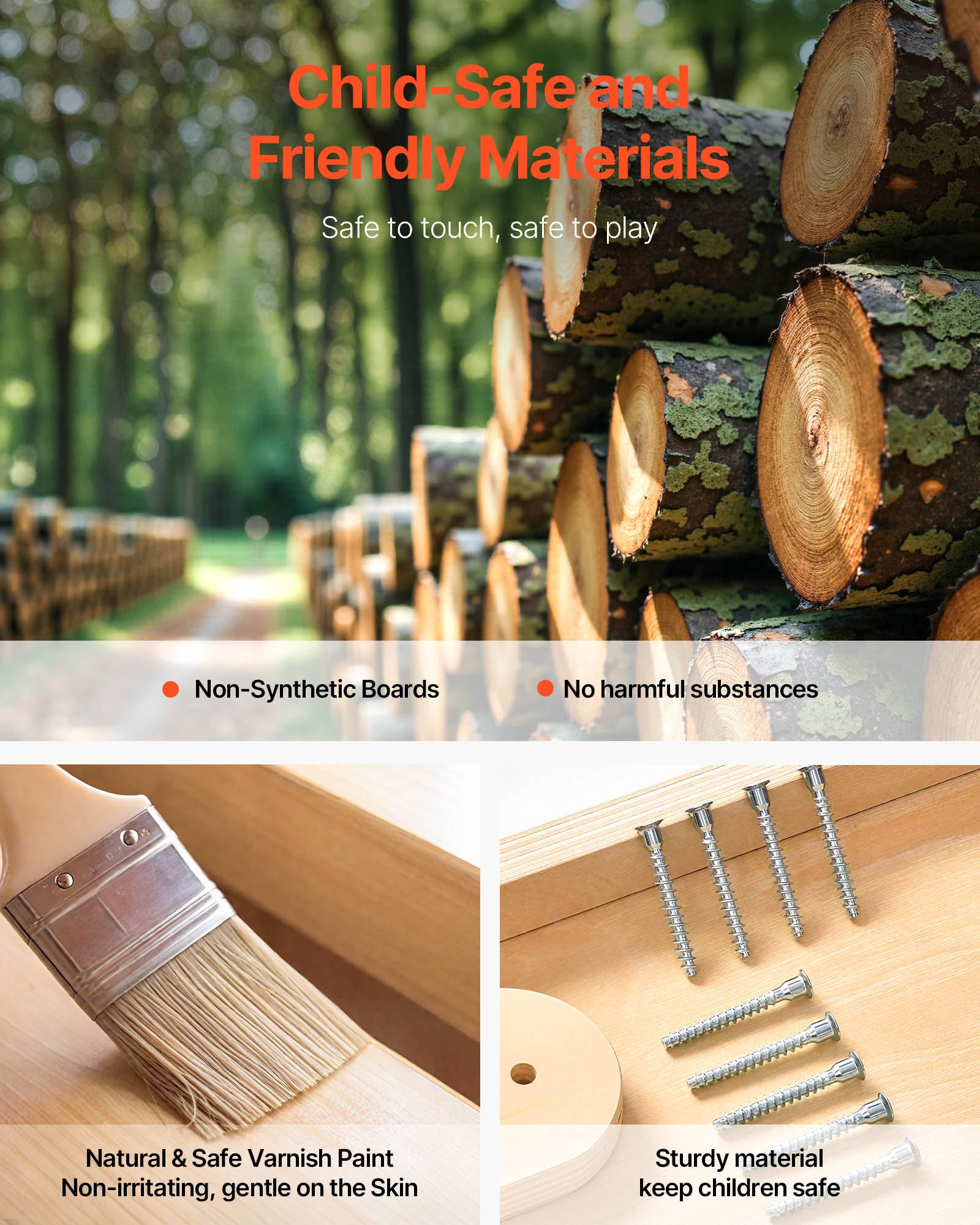 VEVOR Indoor Spielplatz Klettergerüst (8 in 1), 100 kg belastbares Montessori-Kletterspielzeug-Set mit Rutschen/Schaukeln/Klettergerüst/Turnringen/Holz-/Strickleiter/Kletternetz/Stange