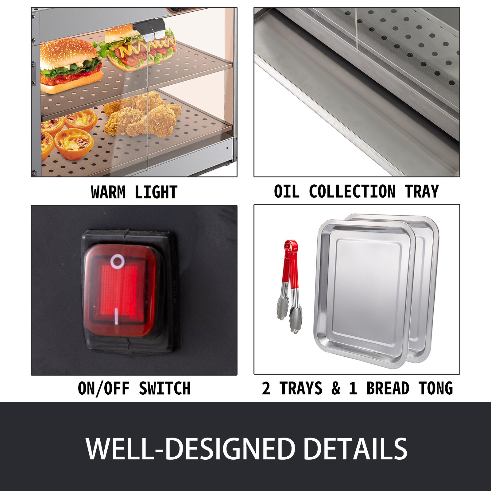 Speisenwärmer Heiße Theke Warmhaltevitrine Wärmetheke Heißtheke 30-85° 800w