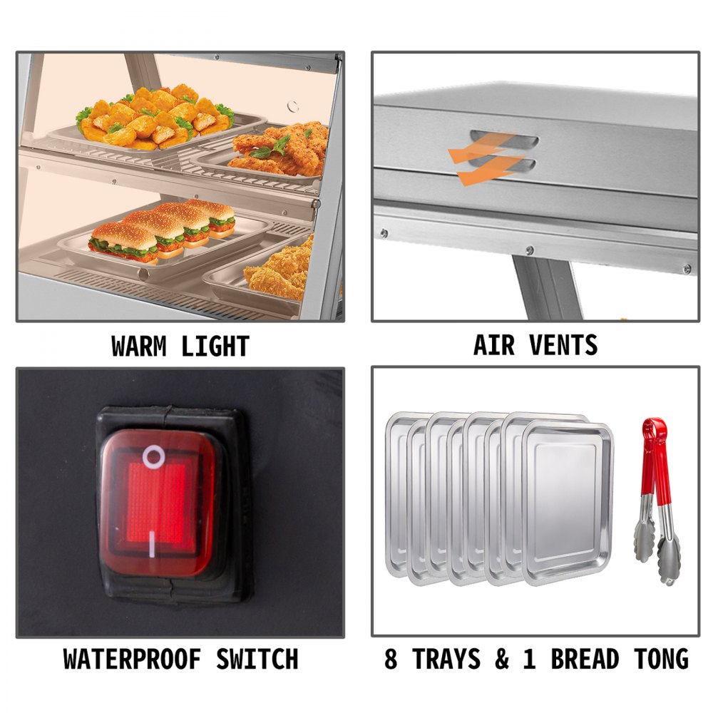 Gastro Heiße Theke Warmhaltevitrine Wärmetheke Warmevitrine Bäckerei Vitrine 48"