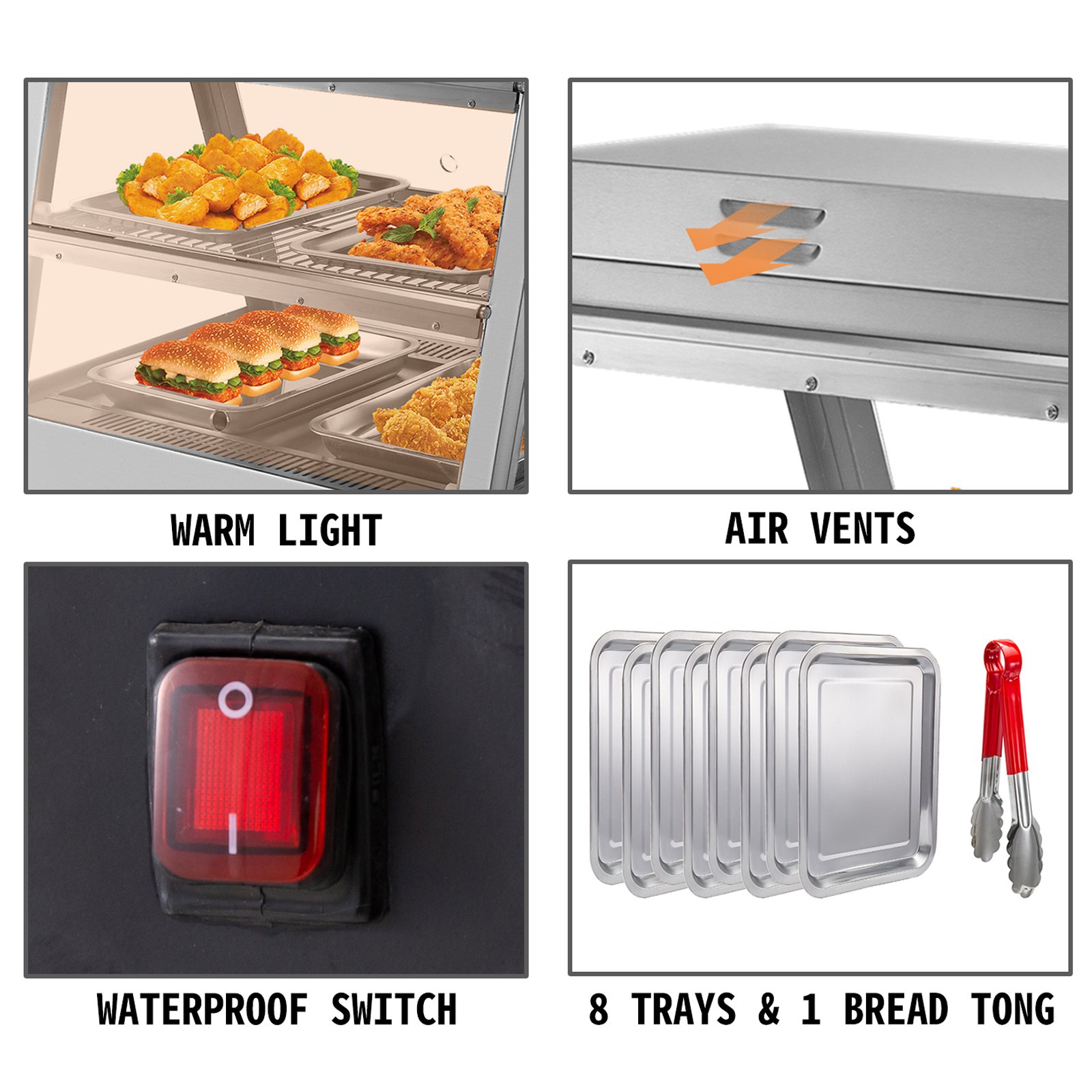 Gastro Heiße Theke Warmhaltevitrine Wärmetheke Warmevitrine Bäckerei Vitrine 48"