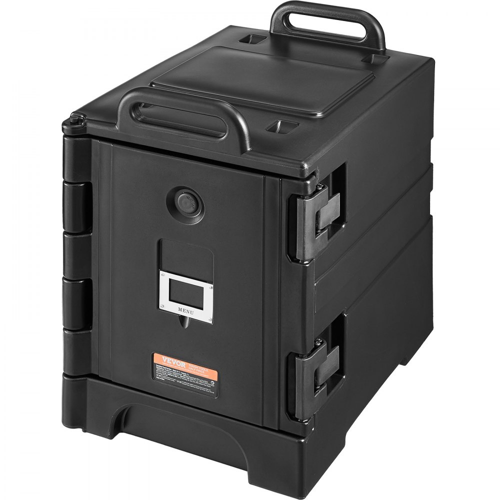 VEVOR Insulated Food Container Carrier, 75L Food Warming Box for Catering, Food Container with Double Buckles & Handles, Food Carrier, Food Transport Box, Restaurant, Canteen, Black
