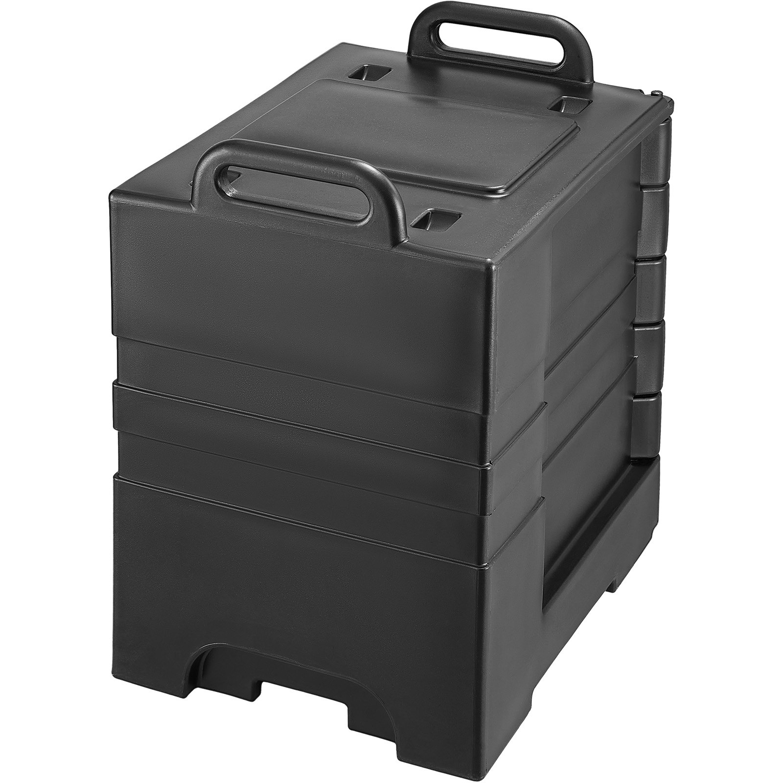 VEVOR Isolierter Speisenbehälterträger Warmhaltebox für Gastronomie 75 L, Speisenbehälter mit Doppelschnallen & Griffen, Speisenbehälterträger Lebensmitteltransportbox Restaurant Kantine schwarz