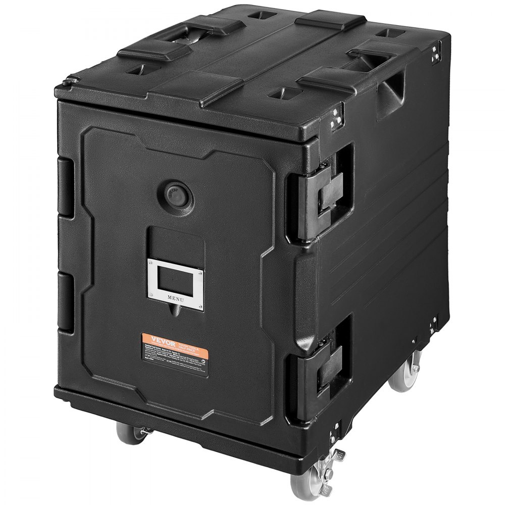 VEVOR Isolierter Speisenbehälterträger Warmhaltebox für Gastronomie 90 L, Speisenbehälter mit Schnalle, rollbarer Speisenbehälterträger, Lebensmitteltransportbox für Restaurant Kantine schwraz