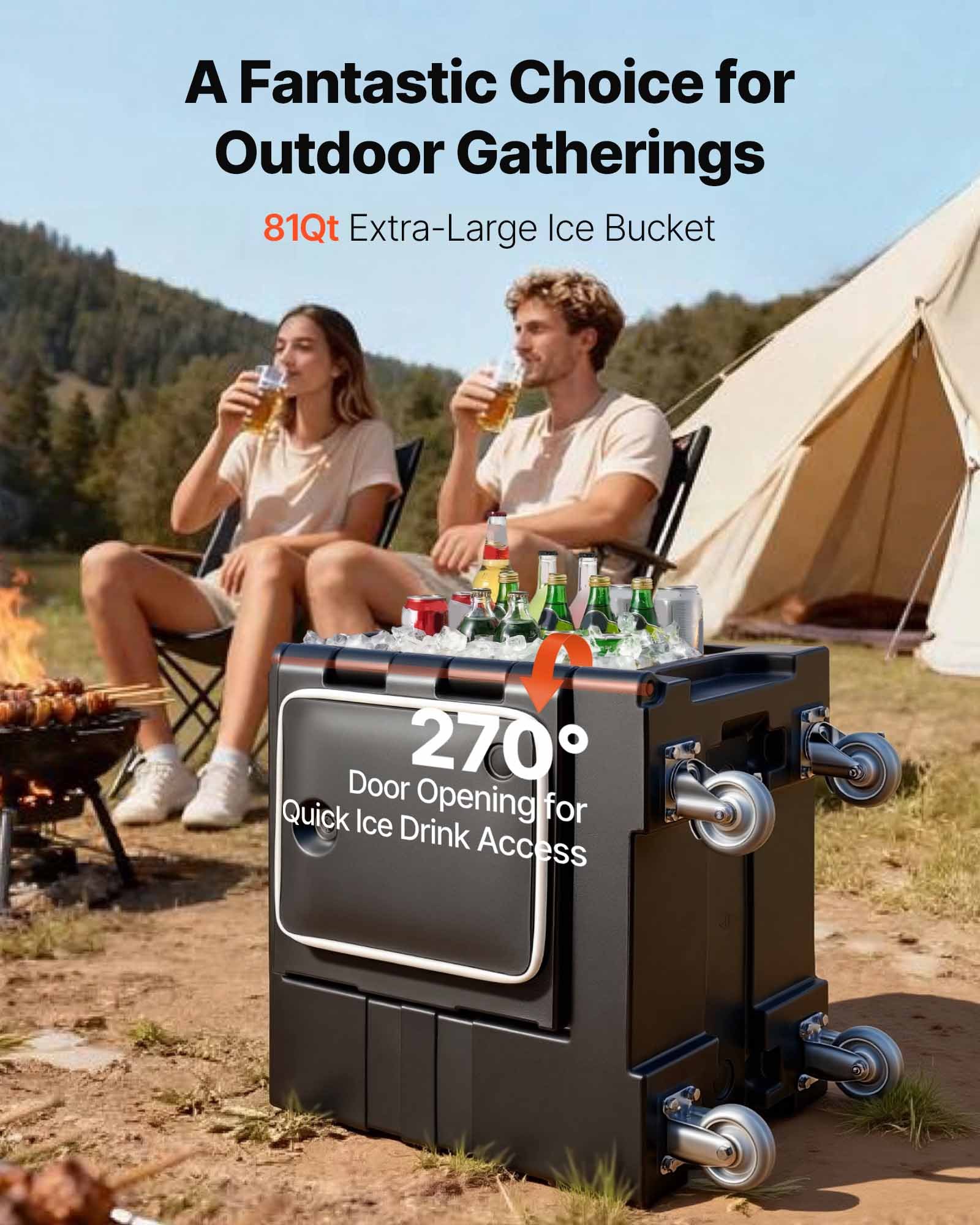VEVOR Isolierter Speisenbehälterträger Warmhaltebox für Gastronomie 75 L, Speisenbehälter mit Doppelschnallen & Griffen, Speisenbehälterträger Lebensmitteltransportbox für Restaurant Schwarz (ohne Tablett)