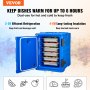 VEVOR Isolierter Speisenbehälterträger Warmhaltebox für Gastronomie 90 L, Speisenbehälter mit Doppelschnallen & Griffen, Speisenbehälterträger Lebensmitteltransportbox für Restaurant Kantine blau
