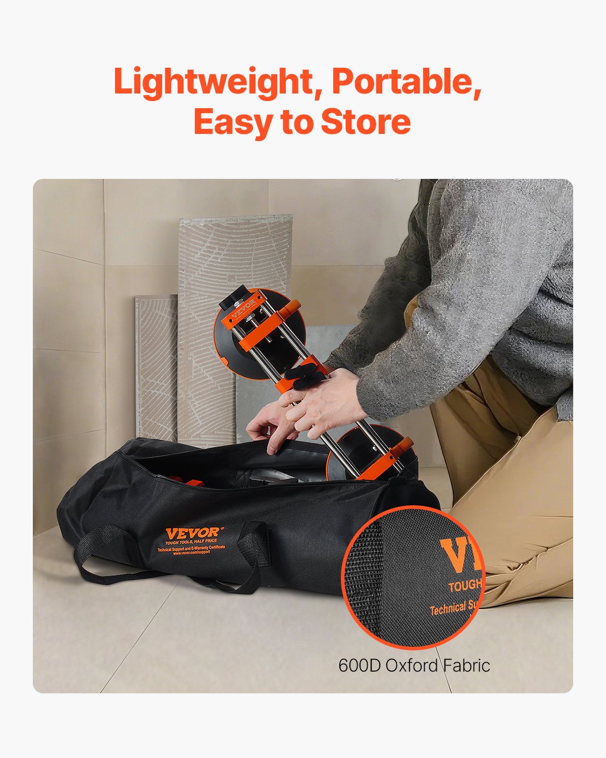 VEVOR Nahtloser Naht-Setter, 2er-Pack, Granit-Nahtverbinder mit 152 mm Vakuum-Saugnäpfen & Werkzeugtasche, zum Verbinden & Nivellieren von Nähten, Ideal für Fliesen, Stein, Marmorplatten