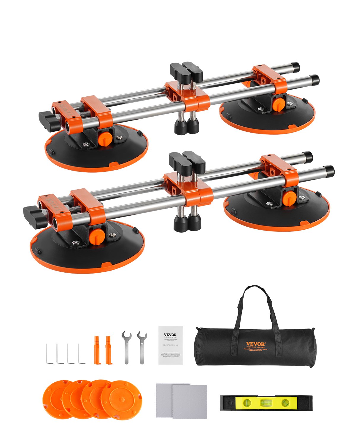 VEVOR Nahtloser Naht-Setter, 2er-Pack, Granit-Nahtverbinder mit 152 mm Vakuum-Saugnäpfen & Werkzeugtasche, zum Verbinden & Nivellieren von Nähten, Ideal für Fliesen, Stein, Marmorplatten