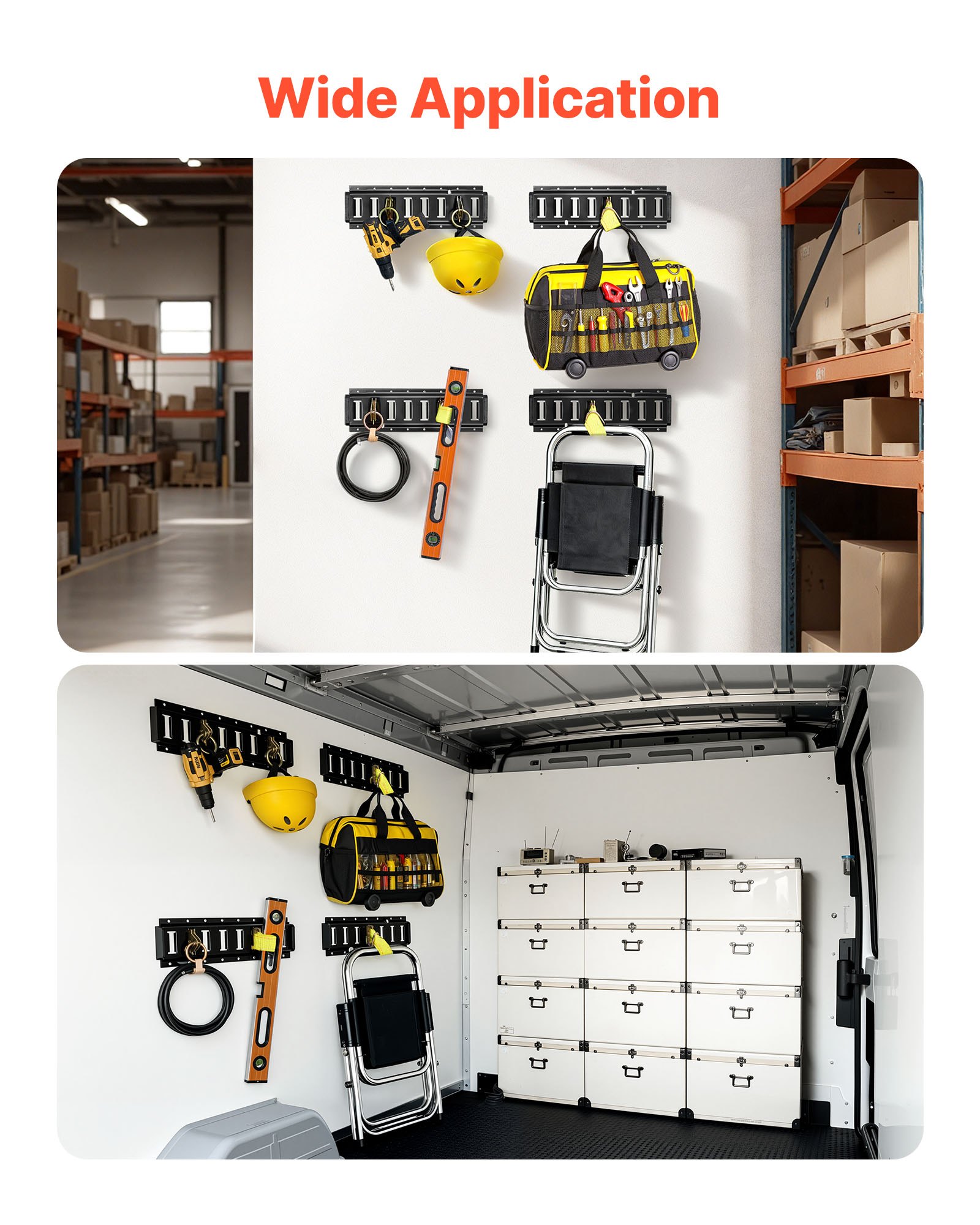 VEVOR E-Track-Zurrschienen-Set, 4er-Pack, 0,4 m, 21-tlg. Zubehör, inkl. 2 Ratschengurten & 4 O-Ringen & 4 Zurrgurten mit D-Ring & 2 Einzelschlitzen & 8 Endkappen & 1 Tasche, Garagen, Wagen, Anhänger