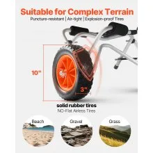 VEVOR Kajakwagen, 113 kg, faltbarer Kanuwagen mit 25,4 cm Vollgummireifen & 1 Ratschengurt, Bootswagen zum Transportieren von Kajaks, Kanus, Paddleboards, Jon-Booten, Wassersportgeräte, 70x40x40cm