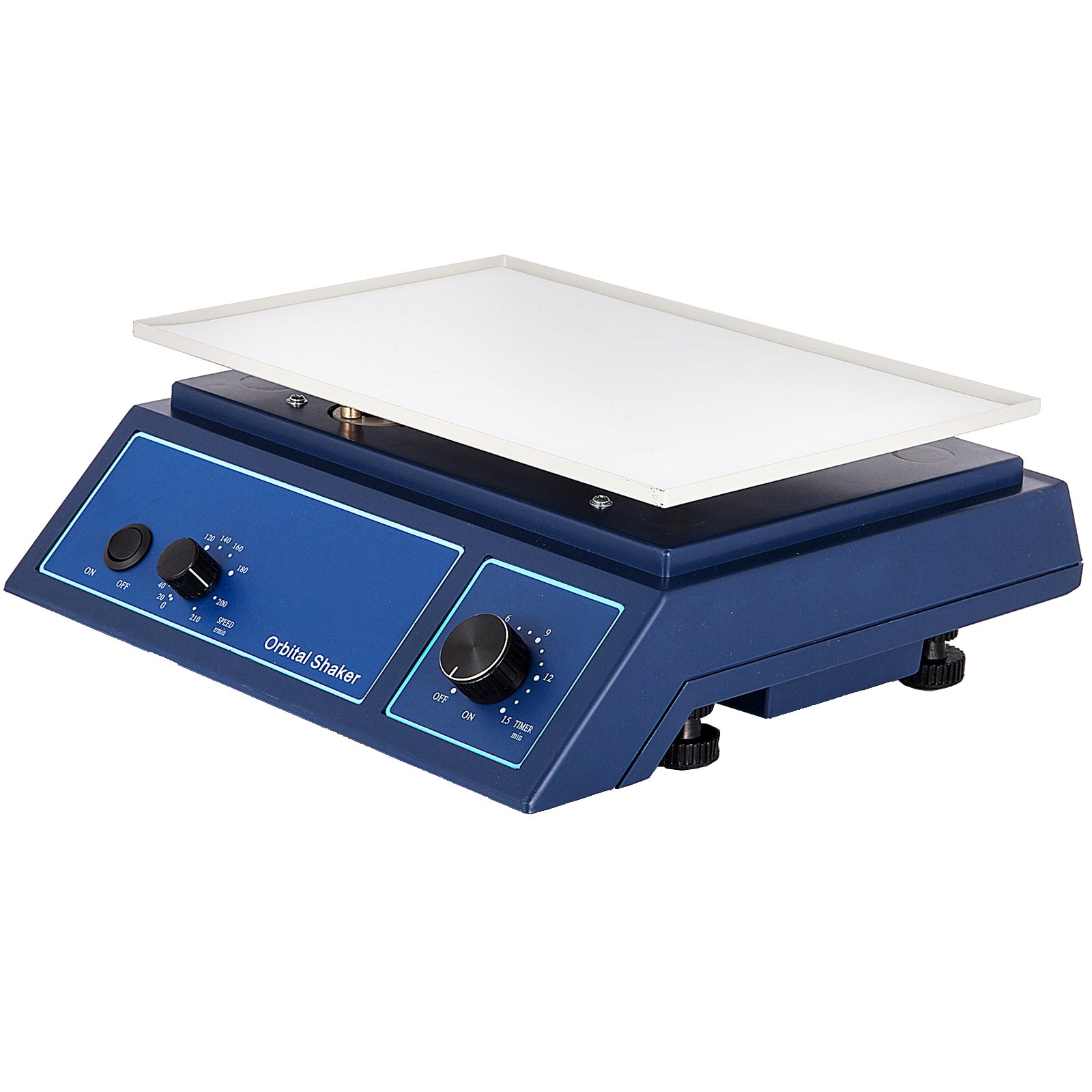 VEVOR 0-15 min Orbital Shaker 220 V 20 / 60 Hz Plattform Orbital Rotator Einstellbare aus ABS-Kunststoff, Geschwindigkeit 0-210 U / min Orbitalschüttler labor 315 x 218 mm Rutschfeste Arbeitsplattform