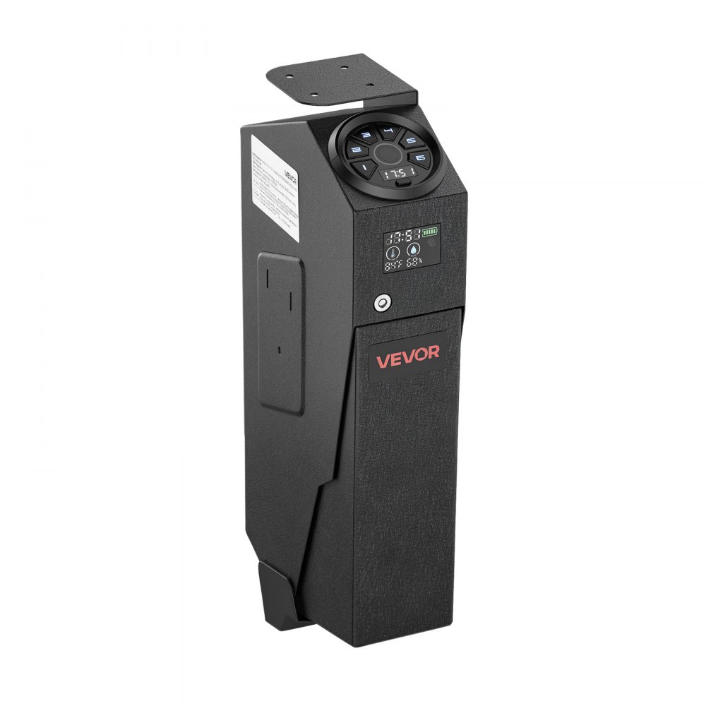 VEVOR Pistolentresor Pistolenkoffer Waffentresor Lockbox mit 4-Wege-Zugang, für 1 Pistole & 1 Magazin, Stahlkonstruktion, mit LCD-Display, Automatischer Beleuchtung, Optionalem Silent-Modus, Schwarz