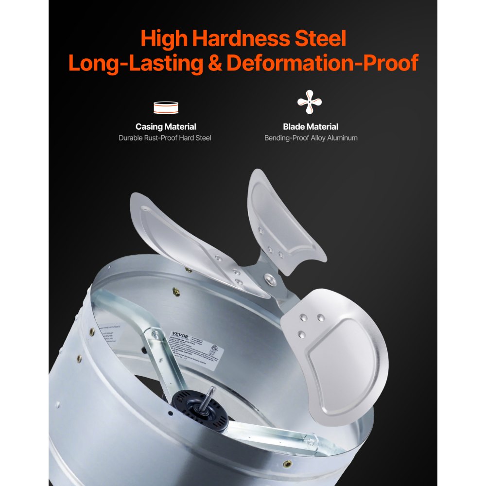 VEVOR Abluftventilator Dachboden, 380 x 200 mm, Luftabluftventilator mit einstellbarem Thermostat, Außengitter, 1300 CFM Luftstromkapazität, für Giebel, Dach, Garage, Werkstatt, Zuhause