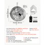 VEVOR Giebellüfter 38cm Dachbodenlüfter mit 2208,7m³/h Luftstrom Silber, Kühlung & Luftzirkulation für Dachboden Garage & Werkstatt, Kohlenstoffstahlgehäuse, mit Thermostat Netzkabel & Steuerkabel