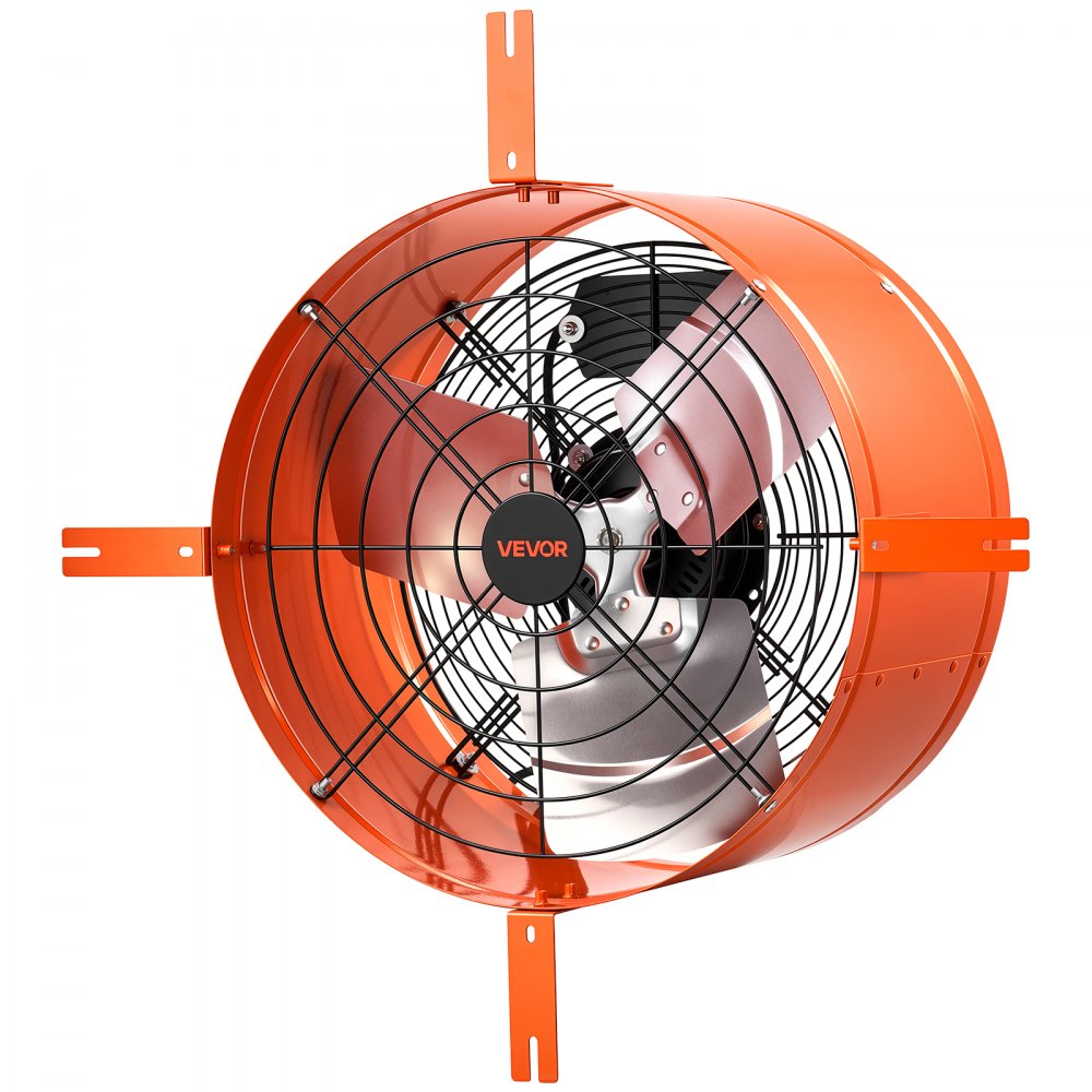 VEVOR Giebellüfter 40,6cm Dachbodenlüfter mit 3304,6m³/h Luftstrom Orange, Kühlung & Luftzirkulation für Dachboden Werkstatt & Garage, Kohlenstoffstahlgehäuse, mit Thermostat Netzkabel & Steuerkabel
