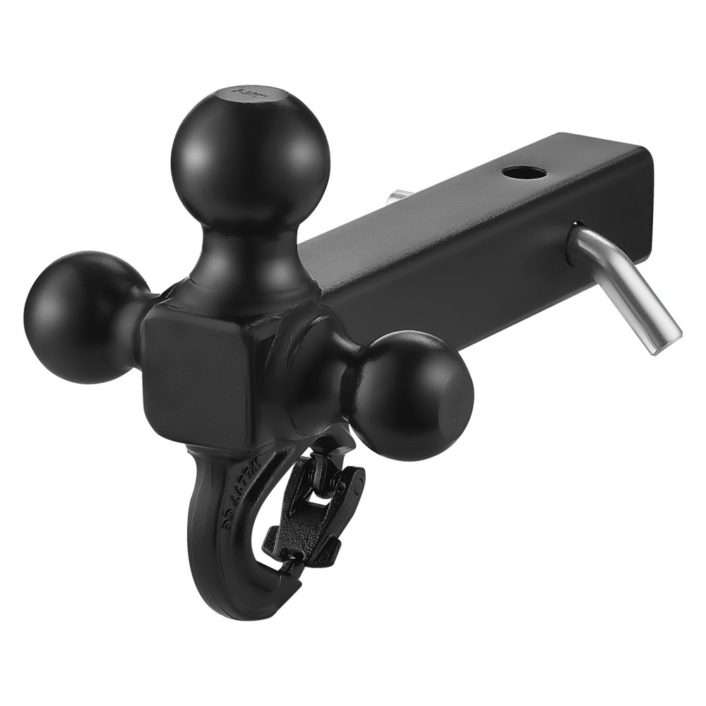 VEVOR Anhängerkupplung, Tri-Ball Kupplung mit Haken & Stift, Kugelkopfgröße 47,6/50/58,7 mm, passend für 50 mm Kugelkopfkupplung, max. 4535 kg für Wohnmobile, SUVs, Geländefahrzeuge & LKWs, schwarz