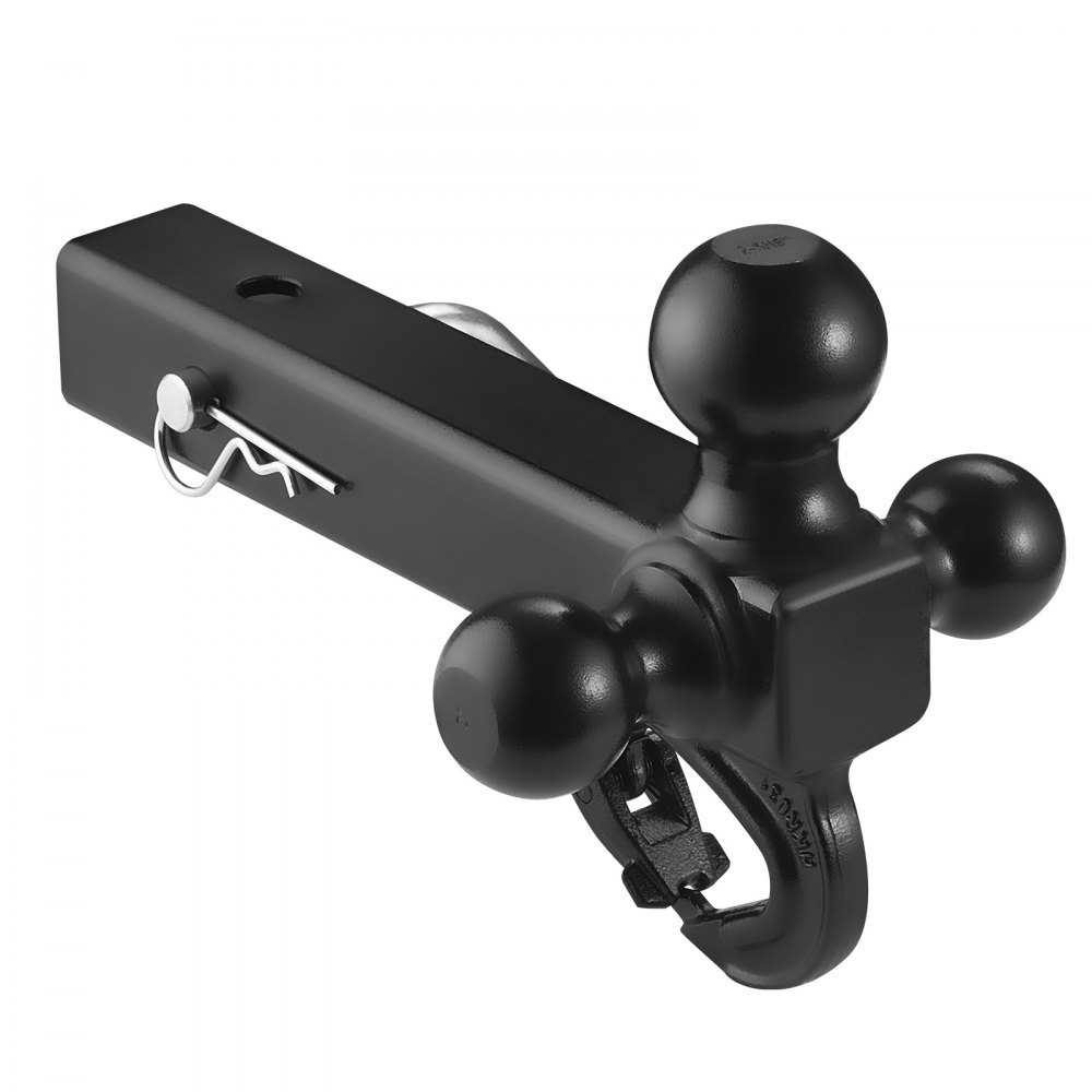 VEVOR Anhängerkupplung, Tri-Ball Kupplung mit Haken & Stift, Kugelkopfgröße 47,6/50/58,7 mm, passend für 50 mm Kugelkopfkupplung, max. 4535 kg für Wohnmobile, SUVs, Geländefahrzeuge & LKWs, schwarz