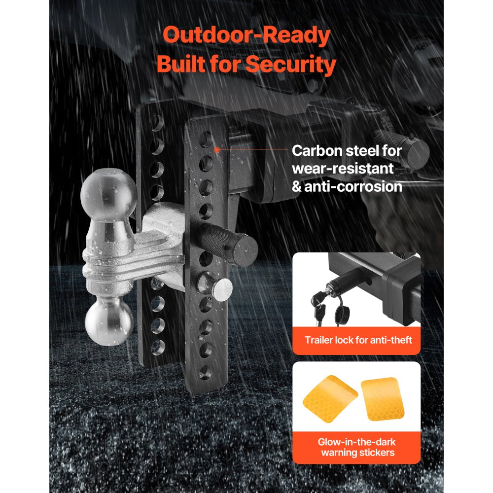 VEVOR verstellbare Anhängerkupplung, Kugelkopfhalterung, passend für 63,5 mm Empfänger, Doppelkupplung mit 50 mm und 58,7 mm Kugeln, 9980kg GTW, Empfängerkupplung mit Diebstahlschutzstift