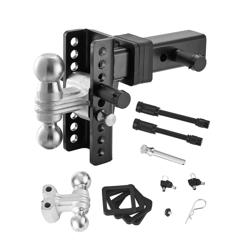 VEVOR verstellbare Anhängerkupplung,Kugelkopfhalterung, passend für 63,5mm Empfänger, robuste Anhängerkupplung mit 50 mm & 58,7 mm Kugeln, 22.000 lbs GTW, Empfängerkupplung mit Diebstahlschutzstift