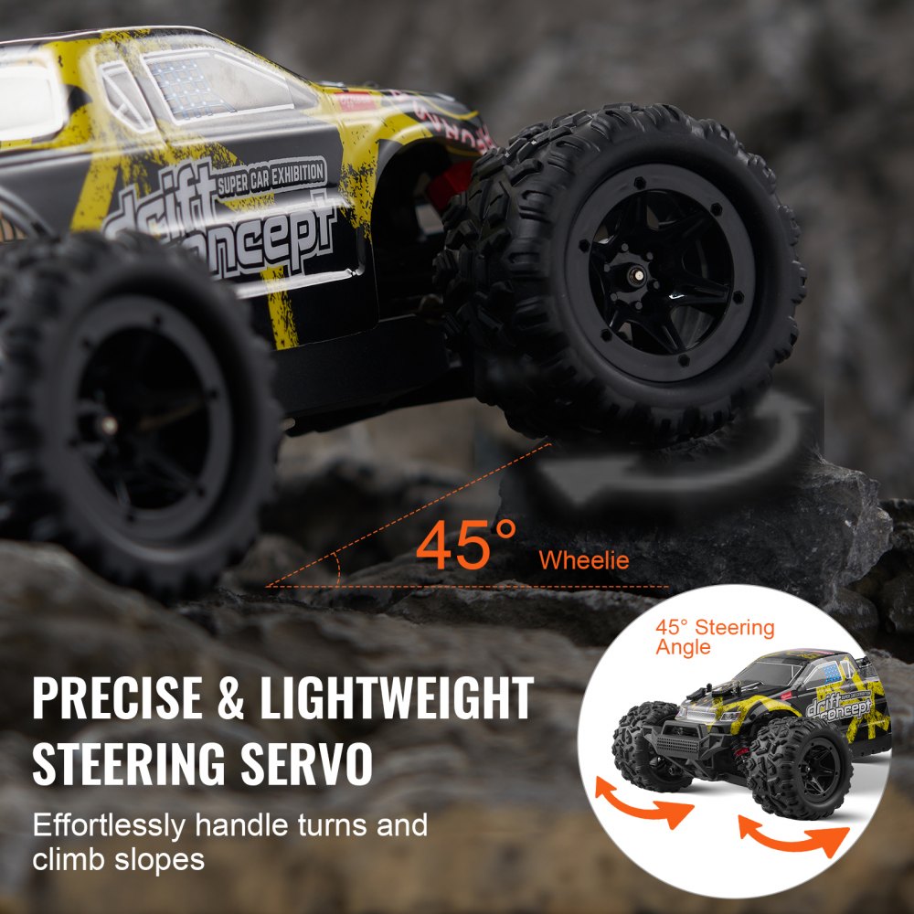 VEVOR Ferngesteuertes Auto, Maßstab 1:18, RC-Auto, All-Terrain-4WD-Offroad-Truck mit 45° Wheelie & einstellbarer Geschwindigkeit, 45 km/h-RC-Spielzeugauto, Ideal für Kinder ab 8 Jahren, IPX4