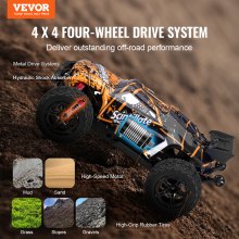 VEVOR Ferngesteuertes Auto, Maßstab 1:10, RC-Auto, All-Terrain-4WD-Offroad-Truck mit 45° Wheelie & einstellbarer Geschwindigkeit, 50 km/h-RC-Rennauto-Spielzeug, Ideal für Kinder ab 8 Jahren, IPX4