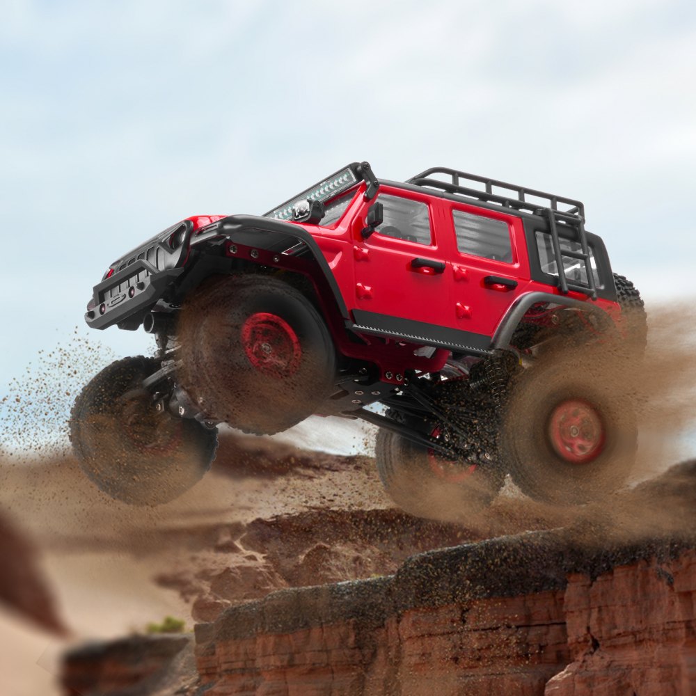 VEVOR Ferngesteuertes Auto, RC-Auto im Maßstab 1:24, All-Terrain-4WD-Geländewagen mit Vollbeleuchtung & 2 wiederaufladbaren Batterien, 2-Gang-Hobby-Rennauto als Geschenk für Kinder ab 14 Jahren