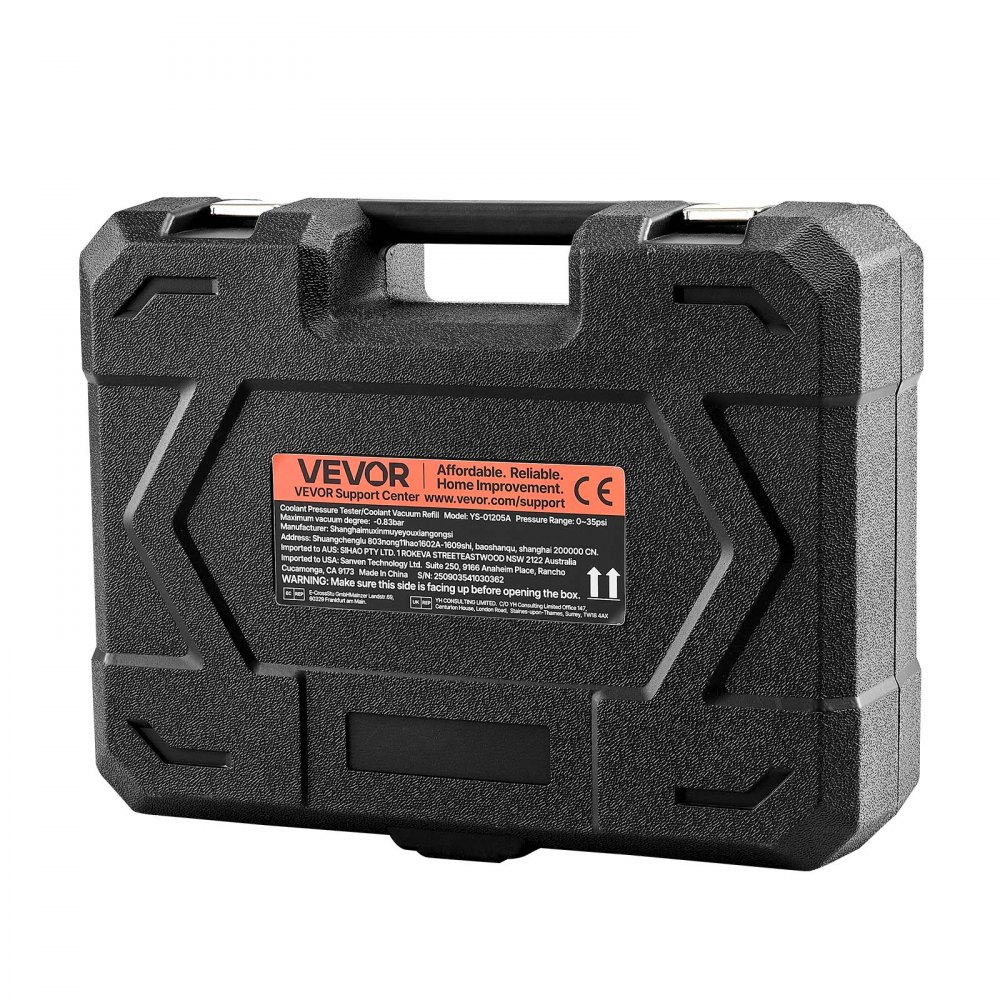 VEVOR Kühlmitteldruckprüfer Set 47-tlg. Kühlwasser Befüllgerät mit 3 Metalladaptern, universelle Passform, Druckprüfwerkzeug für Kfz-Kühlsysteme, mit Druckpumpe und Kunststofffüller
