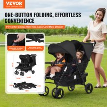 VEVOR Kinderwagen Geschwisterwagen Zwillingswagen Zwillingsbuggy faltbar Schwarz