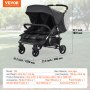 VEVOR Zwillingskinderwagen Geschwisterwagen Kinderwagen 82x74x102cm Schwarz