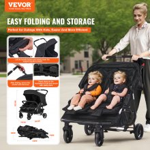 VEVOR Zwillingskinderwagen Geschwisterwagen Kinderwagen 82x74x102cm Schwarz