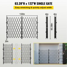 VEVOR Doppeltes Faltbares Sicherheitstor, 156 x 310 cm Falttürtor, Akkordeon-Sicherheitstor aus Stahl, Erweiterbares Sicherheitstor, 360° Rollendes Barrikadentor, Scherentor oder Tür mit Schlüsseln