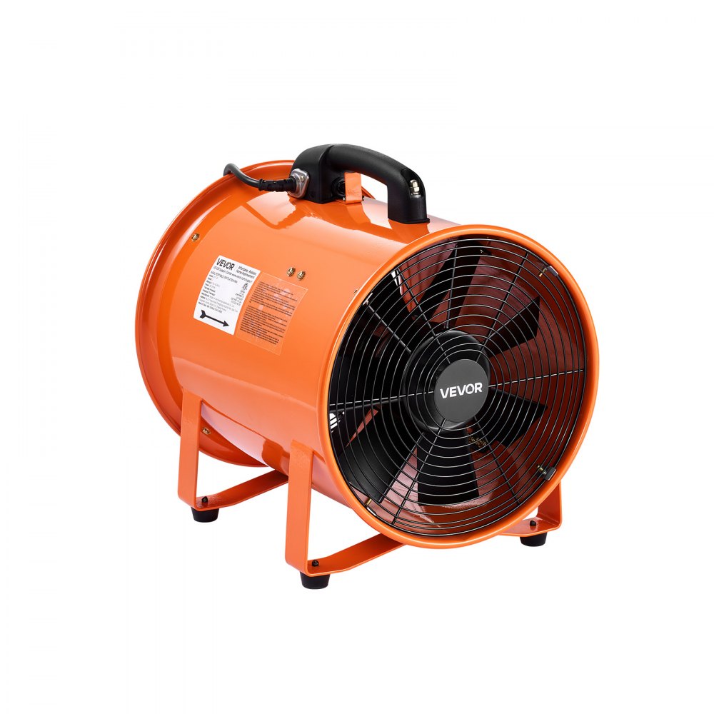VEVOR Bauventilator 365-W-AC-Motor Baugebläse 2810 U/min Baulüfter Gebläse 1214 L/s (2574 CFM) Axiallüfter 5 m Schlauch Axialgebläse 79 dB Geräuschpegel Industrielüfter IP44