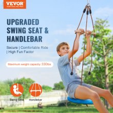 VEVOR Zipline für Kinder & Erwachsene, 16,7 m Zipline-Sets bis zu 150 kg, Seilrutschen für den Außenbereich im Hinterhof, Spielplatzunterhaltung mit Zipline, Nylon-Sicherheitsgurt & Zubehörsatz