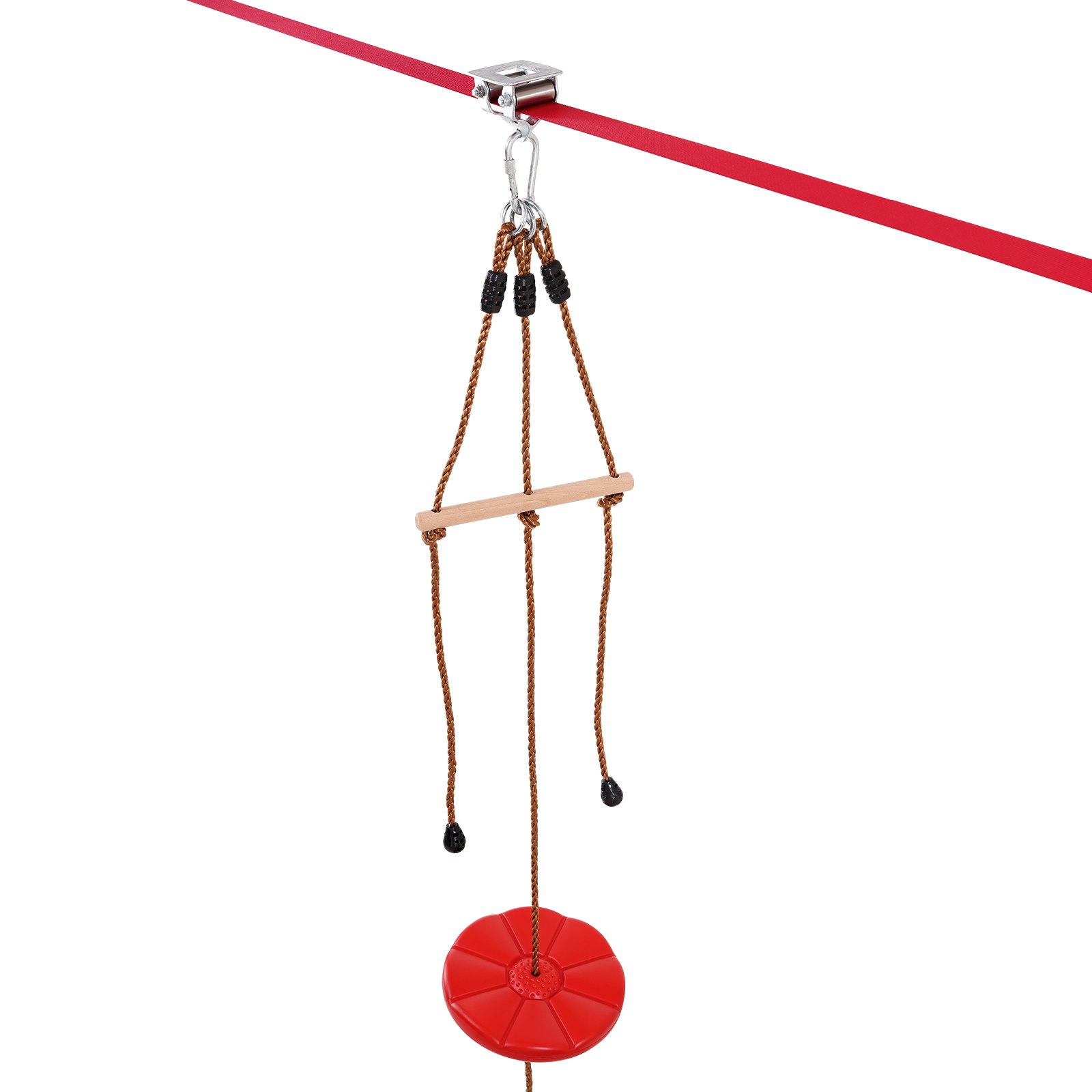 VEVOR Zipline-Set für Kinder & Erwachsene, 20 m Zipline-Sets bis zu 150 kg, Seilrutschen für den Außenbereich im Hinterhof, Spielplatzunterhaltung mit Zipline, Nylon-Sicherheitsgurt & Zubehörsatz