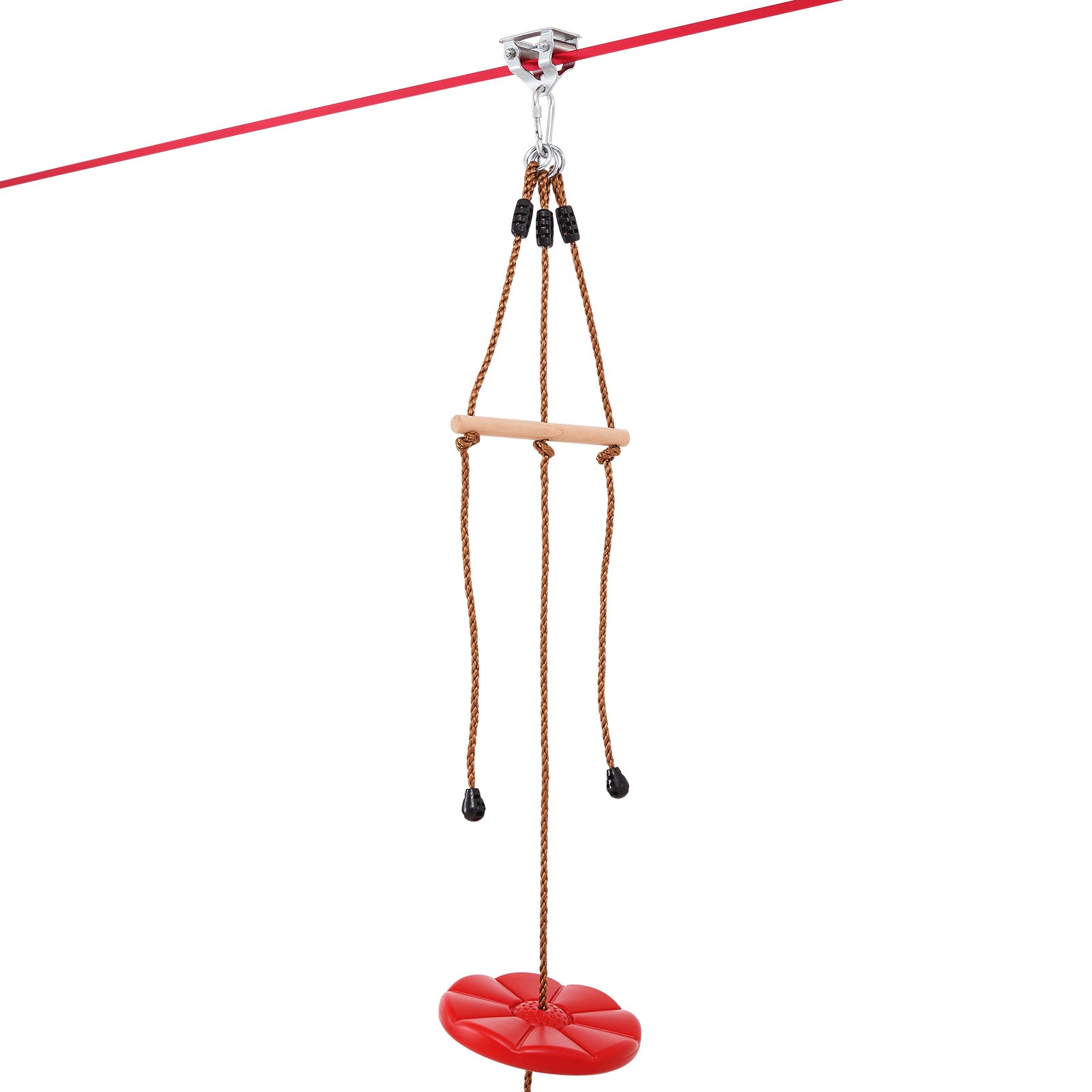 VEVOR Zipline-Set für Kinder & Erwachsene, 20 m Zipline-Sets bis zu 150 kg, Seilrutschen für den Außenbereich im Hinterhof, Spielplatzunterhaltung mit Zipline, Nylon-Sicherheitsgurt & Zubehörsatz