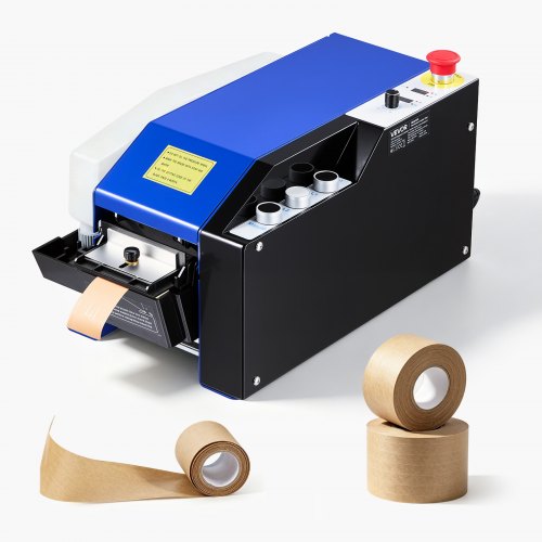 VEVOR Wasseraktivierter Klebebandspender mit 100–995mm Schnittlänge 220V, Automatischer Klebebandschneider für Nassklebeband, Verpackung & Lagerung, 40-100mm Bandbreite, mit 1,3kg Wassertank, Blau