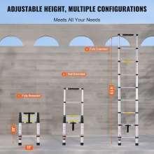 VEVOR Teleskopleiter Stehleiter Klappleiter Ausziehleiter Ausziehbar 170kg 2,6m