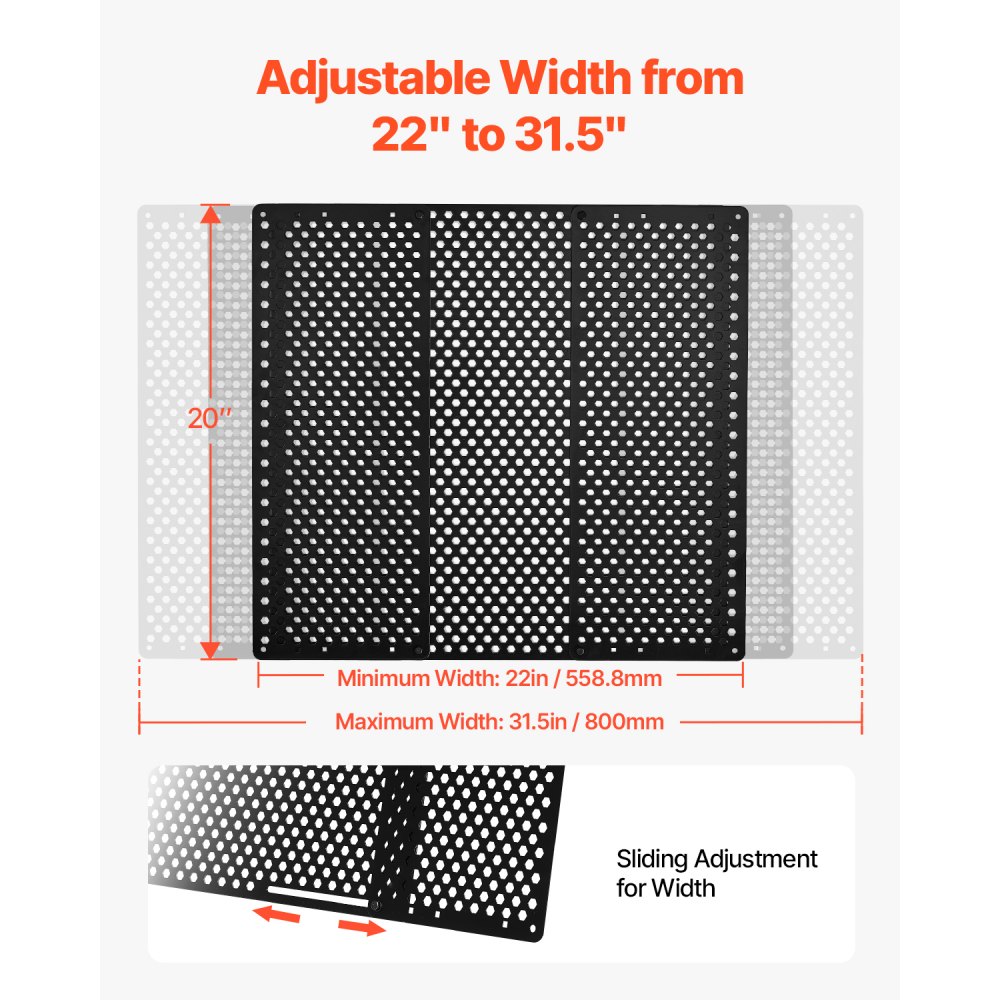 VEVOR RV Screen Door Protector, Adjusts from 558.8–800 mm, Adjustable Door Grille, Easy to Install, Reinforced Breathable Honeycomb Holes, Iron Camper RV Entry Protector for Pet Protection, Black