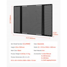 VEVOR RV Fliegengitter Türschutz verstellbares Türgitter 558,8–800 mm, verstärkte & atmungsaktive Wabenlöcher, Camper-Einstiegsschutz aus Eisen für Haustieren, schwarz