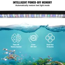 VEVOR 10 W Vollspektrum-Aquarienlicht mit 5 Einstellbaren Helligkeitsstufen, Einstellbarem Timer & Ausschaltspeicher, mit Ausziehbaren Halterungen aus ABS-Gehäuse für 30-46 cm Süßwasseraquarien