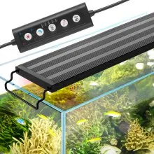 VEVOR 10 W Vollspektrum-Aquarienlicht mit 5 Einstellbaren Helligkeitsstufen, Einstellbarem Timer & Ausschaltspeicher, mit Ausziehbaren Halterungen aus ABS-Gehäuse für 30-46 cm Süßwasseraquarien