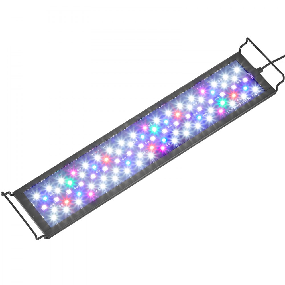 VEVOR Aquariumlicht mit LCD-Monitor, 18 W Vollspektrum-Aquarienbeleuchtung mit 24/7-Naturmodus, Einstellbarer Helligkeit & Timer, Gehäuse aus Aluminiumlegierung, Ausziehbare Halterungen für 46-61 cm