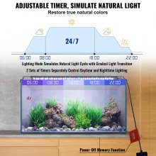 VEVOR Aquariumlicht mit LCD-Monitor, 18 W Vollspektrum-Aquarienbeleuchtung mit 24/7-Naturmodus, Einstellbarer Helligkeit & Timer, Gehäuse aus Aluminiumlegierung, Ausziehbare Halterungen für 46-61 cm